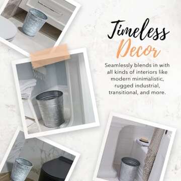 Autumn Alley Galvanized Bathroom Trash Can for Home Office