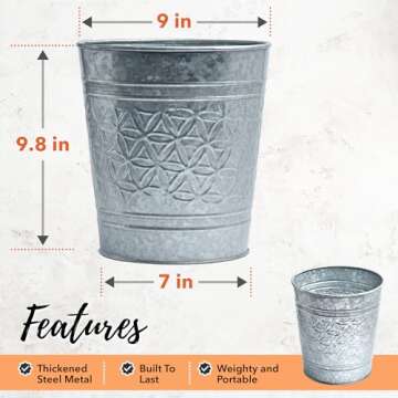 Autumn Alley Galvanized Bathroom Trash Can for Home Office