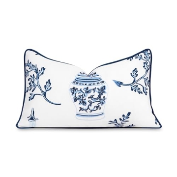 Coastal Lumbar Pillow Cover 12"x20" for Indoor Outdoor Use