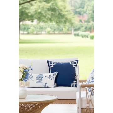 Coastal Lumbar Pillow Cover 12"x20" for Indoor Outdoor Use