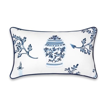 Coastal Lumbar Pillow Cover 12"x20" for Indoor Outdoor Use