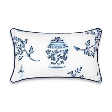 Coastal Lumbar Pillow Cover 12"x20" for Indoor Outdoor Use