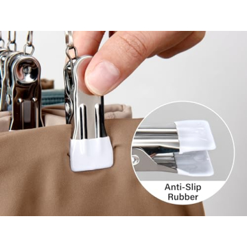 StorageWorks Wood Hanger for Pants, Wooden Pants Hangers with 10 Nonslip Clips, Set of 2 Legging Organizer for Closet, Space Saving Hangers Hold 20 Skirts, Hats, Shorts, White