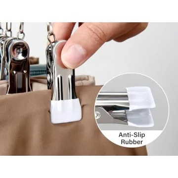 StorageWorks Wood Hanger for Pants, Wooden Pants Hangers with 10 Nonslip Clips, Set of 2 Legging Organizer for Closet, Space Saving Hangers Hold 20 Skirts, Hats, Shorts, White