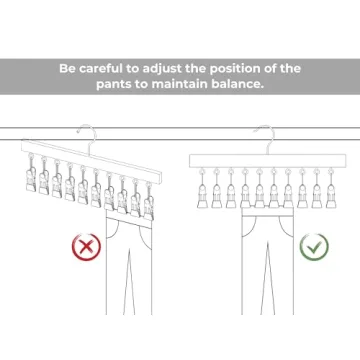 StorageWorks Wood Hanger for Pants, Wooden Pants Hangers with 10 Nonslip Clips, Set of 2 Legging Organizer for Closet, Space Saving Hangers Hold 20 Skirts, Hats, Shorts, White