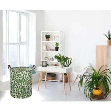 Sanjiaofen Woodland Hamper,Nursery Hamper Canvas Jungle Laundry Basket Green Storage Baskets for Kid...