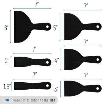 Bates- Putty Knife, 6 Pack, Black, Plastic Paint Scraper, Plastic Scraper, Plastic Putty Knife, Putty Knife Set, Plastic Spreader, Spackle Tool, Plastic Putty Knife Scraper Tool, Putty Scraper