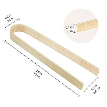 BambooMN 3.9" Mini Bamboo Disposable Tongs - Toast Tongs - 200 Pieces
