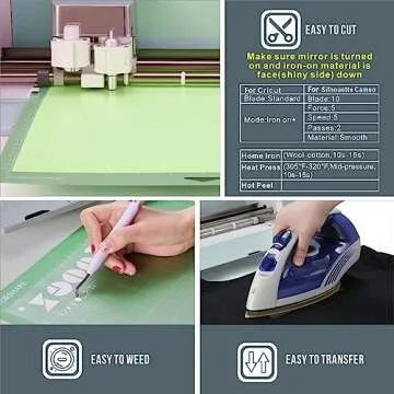 12" x 12ft Heat Transfer Vinyl Rolls, PU (Strong Stretchy) HTV Vinyl White for Shirts, Sooez Iron on Vinyl for All Cutter Machine, Easy to Cut & Weed for DIY Heat Vinyl Design, Matte Finish