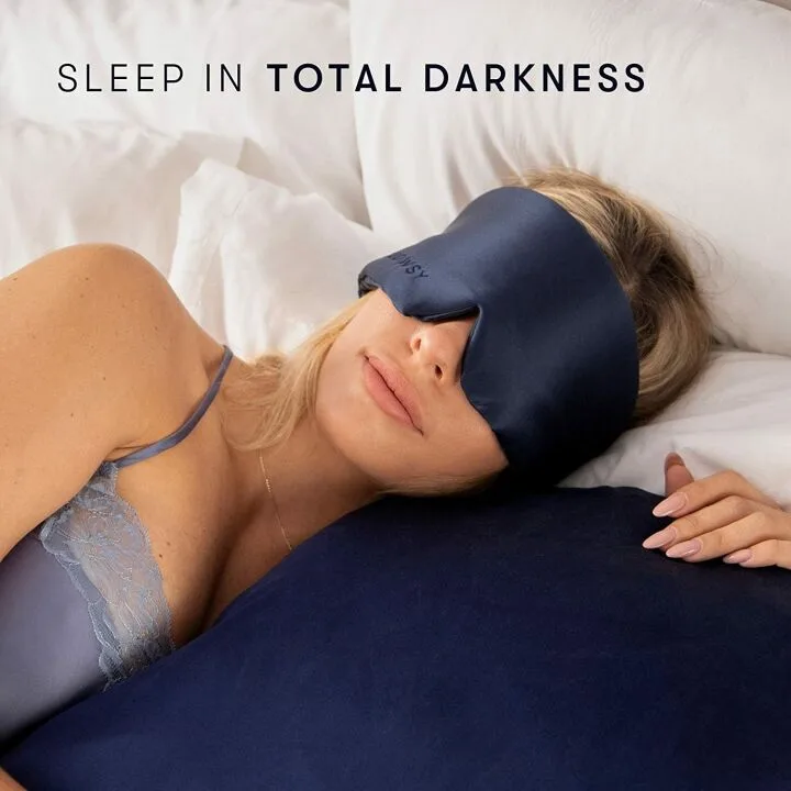 Midnight Blue Silk Sleep Mask for Deep Sleep Therapy