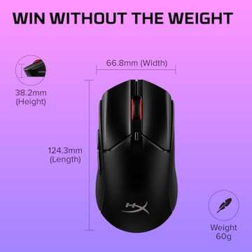 HyperX Pulsefire Haste 2 Wireless Gaming Mouse - 61g, 100hr Battery
