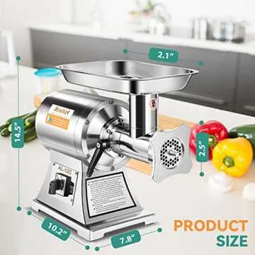 Newhai 850W Commercial Meat Grinder - Heavy Duty Electric Mincer for Restaurants