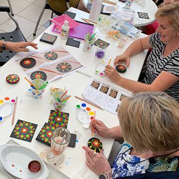 Rock Molds for Painting - 8 pc Round Art Stone Mold Set with Dome Templates - Happy Dotting Company - for DIY Crafts, Dotting Stencil, Mandala Art