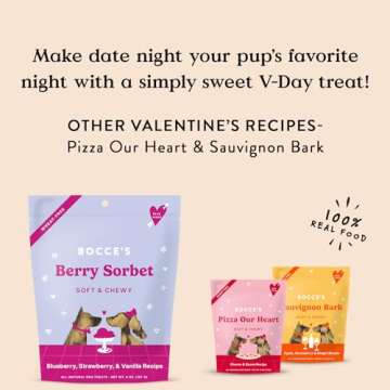 Bocce's Bakery Berry Sorbet Treats for Dogs, Wheat-Free Everyday Dog Treats, Made with Real Ingredients, Baked in The USA, All-Natural Soft & Chewy Cookies, Strawberry, Blueberry & Vanilla, 6 oz