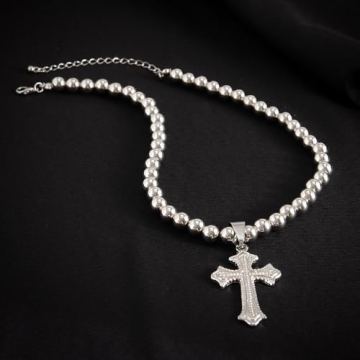 Vcagirest Punk Titanium Cross Necklace for Women