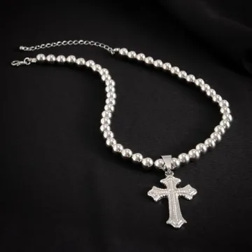 Vcagirest Punk Titanium Cross Necklace for Women