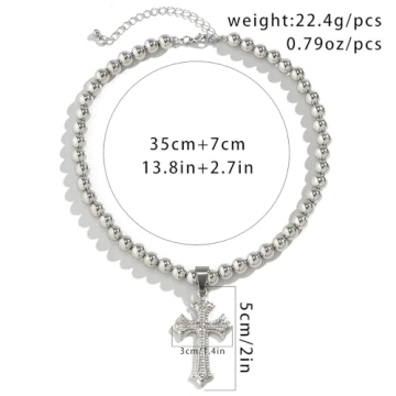 Vcagirest Punk Titanium Cross Necklace for Women
