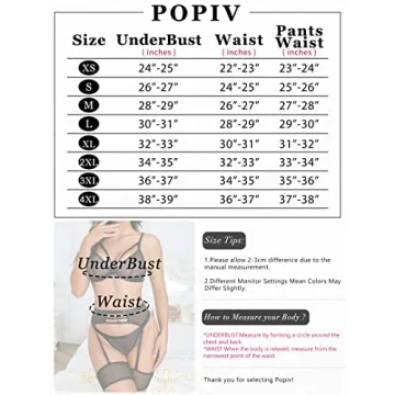 Popiv Women's Sexy Lingerie Set with Garter Belt 4 Piece