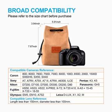 Camera Case, LATZZ Drawstring Bag, Vintage DSLR Camera Bag with Adjustable Strap, Soft Lens Case Gadget for Traveling and Canon Sony Fuji SLR Storage