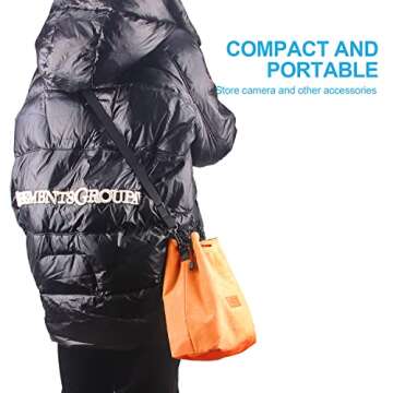 Camera Case, LATZZ Drawstring Bag, Vintage DSLR Camera Bag with Adjustable Strap, Soft Lens Case Gadget for Traveling and Canon Sony Fuji SLR Storage