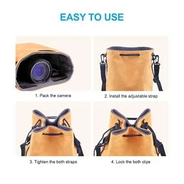 Camera Case, LATZZ Drawstring Bag, Vintage DSLR Camera Bag with Adjustable Strap, Soft Lens Case Gadget for Traveling and Canon Sony Fuji SLR Storage