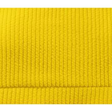 Lilosy High Waisted Tummy Control Bikini Ribbed Sporty Brazilian Swimsuit Set Women Highwaisted Cheeky Cut Leg Rise Bottom Crop Push Up Top 2 Piece Bathing Suit Yellow Medium