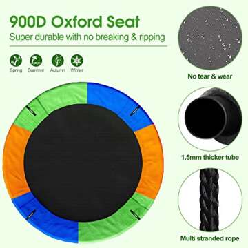 DEROFIT 40 Inch Flying Saucer Tree Swing for Kids,750lb Round Indoor Outdoor Swing Set with Foam Handle,Circle Swing with Steel Frame Adjustable Rope,Easy to Install 750lb Weight Capacity