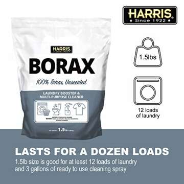 Harris Borax Powder Laundry Booster and Multipurpose Cleaner, 1.5lb (Unscented)