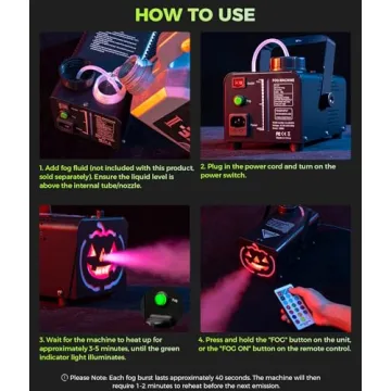 IMONE 500W Fog Machine with 72 LEDs for Parties