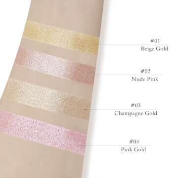 LSxia Highlighter Makeup Palette Shimmer Contour Palette Powder for Brighten Face Contour Gold Cheek...