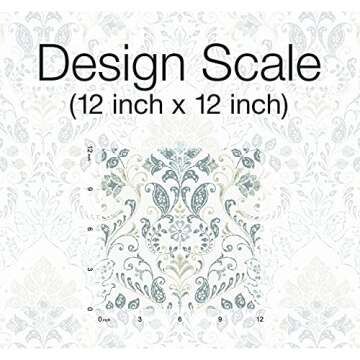 RoomMates RMK11998WP White and Blue Persian Damask Peel and Stick Wallpaper