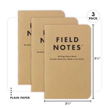 Field Notes: Original Kraft 3-Pack - Plain Paper Memo Books - Blank 48 Page Pocket Notebooks - 3.5" x 5.5"