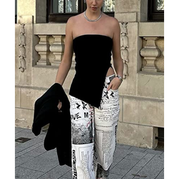 KAMISSY Women Sexy Asymmetrical Tube Top for Summer Style