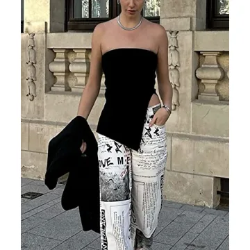 KAMISSY Women Sexy Asymmetrical Tube Top for Summer Style