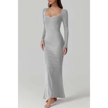 Elegant QINSEN Bodycon Maxi Dress for Women - Chic Style