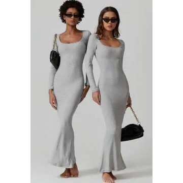 Elegant QINSEN Bodycon Maxi Dress for Women - Chic Style