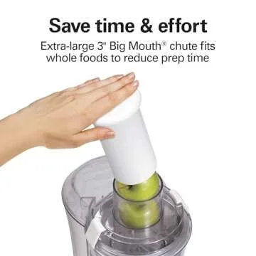 Hamilton Beach 67702 Juicer Machine, Big Mouth Large 3” Feed Chute for Whole Fruits and Vegetables, Easy to Clean, Centrifugal Extractor, BPA Free, 800W Motor, White
