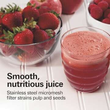 Hamilton Beach 67702 Juicer Machine, Big Mouth Large 3” Feed Chute for Whole Fruits and Vegetables, Easy to Clean, Centrifugal Extractor, BPA Free, 800W Motor, White