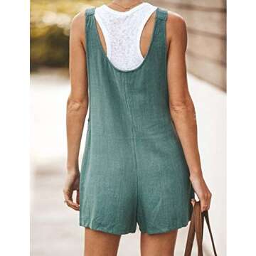 Yeokou Women's Casual Summer Cotton Rompers Jumpsuit Shorts in Dark Green