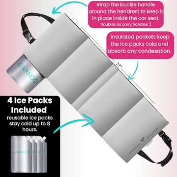 Car Seat Cooling Pad, Stroller Cooling Pad with Ice Pack for Babies Toddler and Kids, Sun and Heat Cover Protector for Summer Carseat Cooler Liner