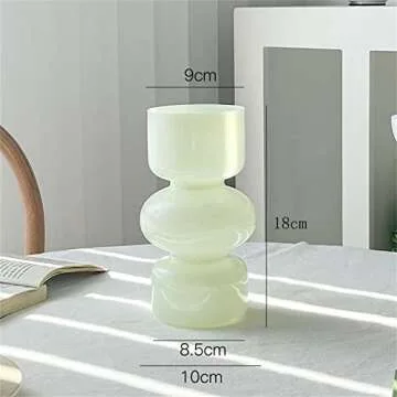 JSPYFITS Glass Hydroponic Flower Vase, 7 Inches Colored Glass Bubble Vase for Flower, Three-Layer Glass Funky Vase for Home/Office/Weddings/Party Table Flower Decor (Milky Green)