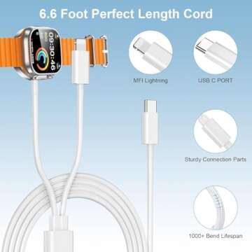 Upgraded 2-in-1 Apple Watch Charger and iPhone Charger with Fast USB C Charging Cable [Apple MFi Certified] 20W Wall Charger Block - for Apple Watch Series SE/10/9/8/7/6&iPhone 14/13/12/11