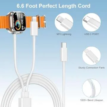 Upgraded 2-in-1 Apple Watch Charger and iPhone Charger with Fast USB C Charging Cable [Apple MFi Certified] 20W Wall Charger Block - for Apple Watch Series SE/10/9/8/7/6&iPhone 14/13/12/11