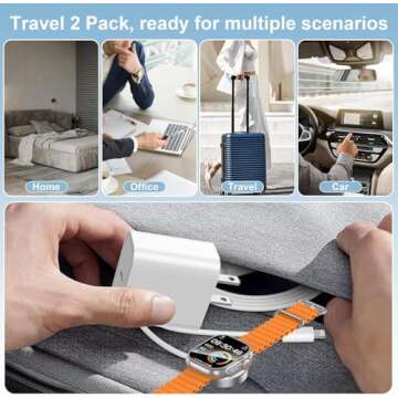 Upgraded 2-in-1 Apple Watch Charger and iPhone Charger with Fast USB C Charging Cable [Apple MFi Certified] 20W Wall Charger Block - for Apple Watch Series SE/10/9/8/7/6&iPhone 14/13/12/11