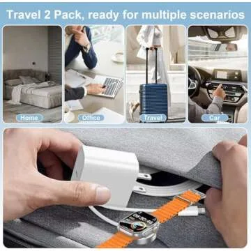 Upgraded 2-in-1 Apple Watch Charger and iPhone Charger with Fast USB C Charging Cable [Apple MFi Certified] 20W Wall Charger Block - for Apple Watch Series SE/10/9/8/7/6&iPhone 14/13/12/11