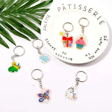 Natonhi Heat Shrink Plastic Sheets Kit 145Pcs Shrink Art Kit Including 20pcs Shrinky Paper Sheets 6pcs Traceable Picture Keychains Accessories- Perfect for Shrink Dink Sheets Crafts Making