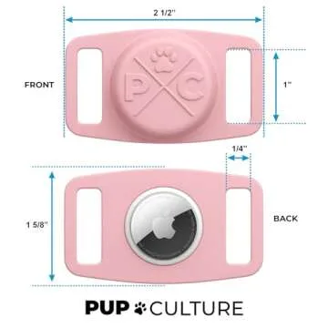 Pup Culture AirTag Dog Collar (2 Pack) | Durable & Protective Dog AirTag Holder - Track Your Pet Using Apple AirTag Technology - Dog Collar AirTag Holder