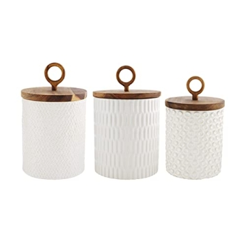 Mud Pie Stoneware Canister Set - Elegant Kitchen Storage