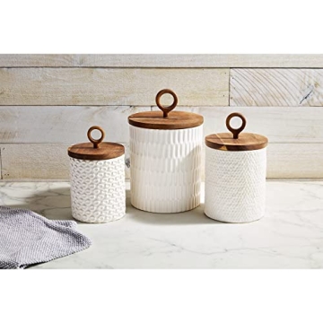 Mud Pie Stoneware Canister Set - Elegant Kitchen Storage