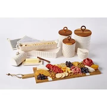 Mud Pie Stoneware Canister Set - Elegant Kitchen Storage